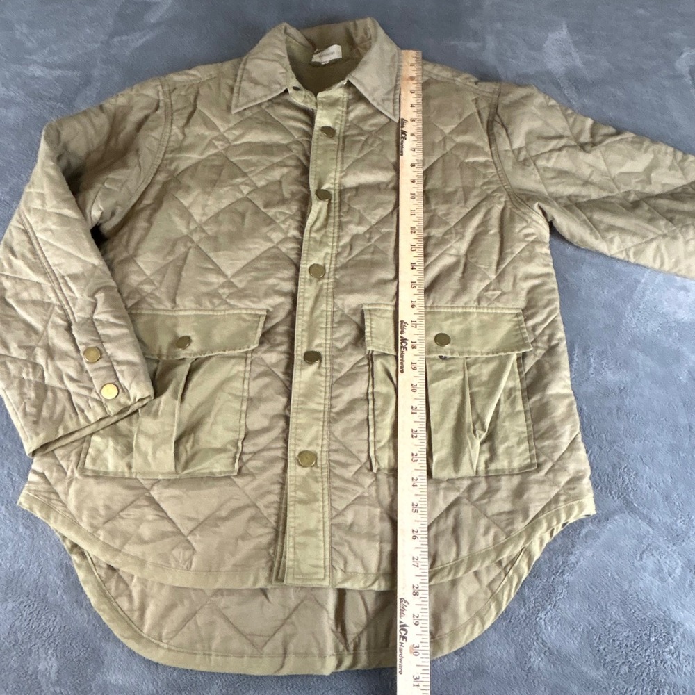 Wishlist Olive Green Quilted Barn Jacket Cargo Pockets M/L Utility Shacket - Picture 10 of 13